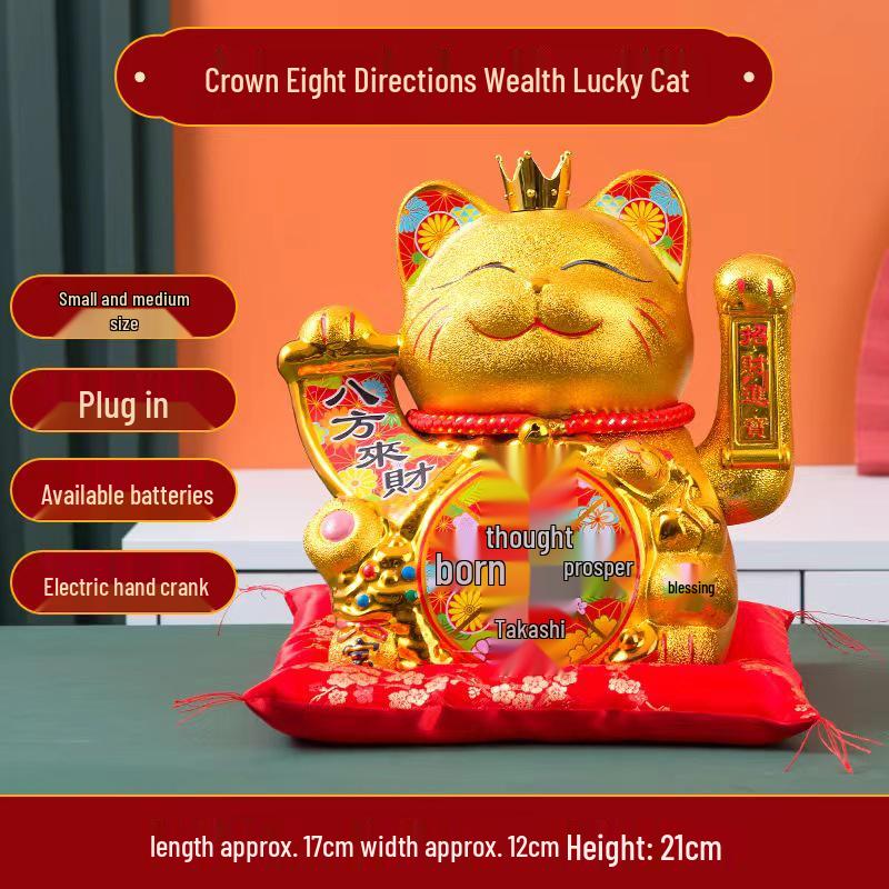 Ceramic Lucky Cat Figurine with Waving Hand – Customizable Gold Shop Gift for 2026 Opening Ceremony