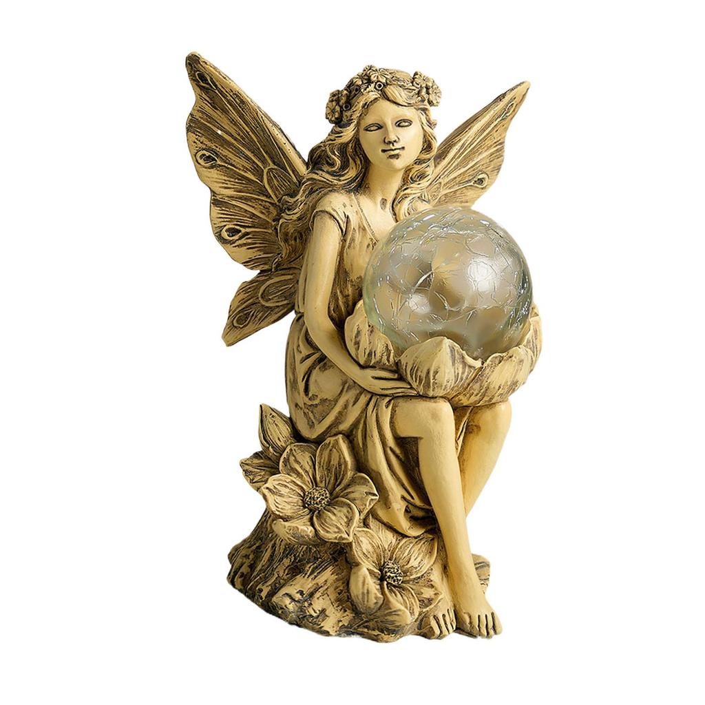 Solar Lamp Fairy Statue Resin Crafts Landscape Lights Decorative Garden Figurine Light for Patio Flowerpot Lawn Pathway Walkway