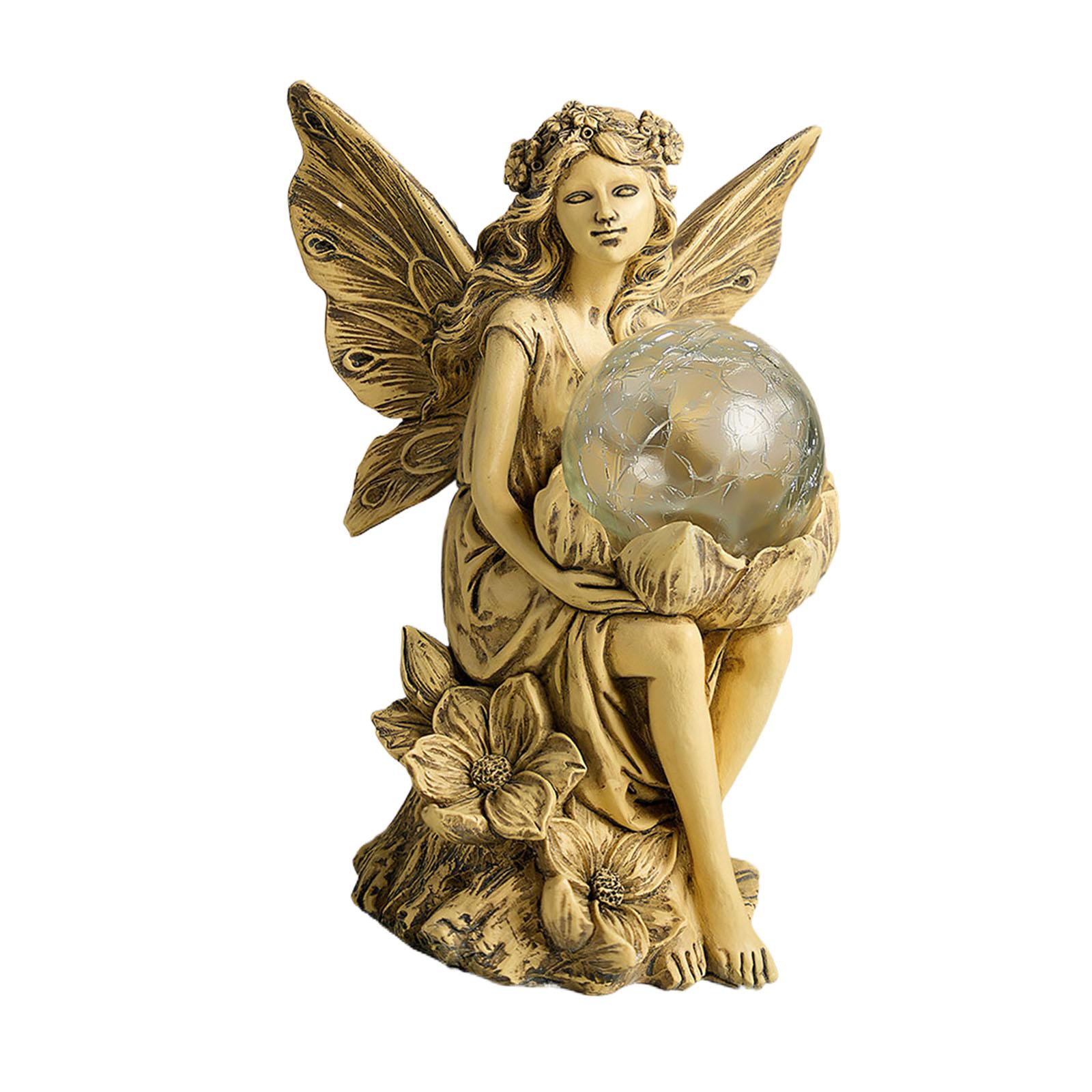 

Solar Lamp Fairy Statue Luminous Ornament Landscape Lights Outdoor Decoration жёлтый