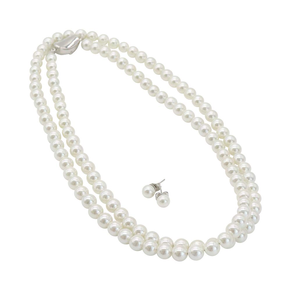 

[Sakiya] Pearl Necklace 6mm 80cm White Silver Black with Case Shell Pearl Natural Pearl for Formal Occasions, Graduation Ceremonies, Entrance