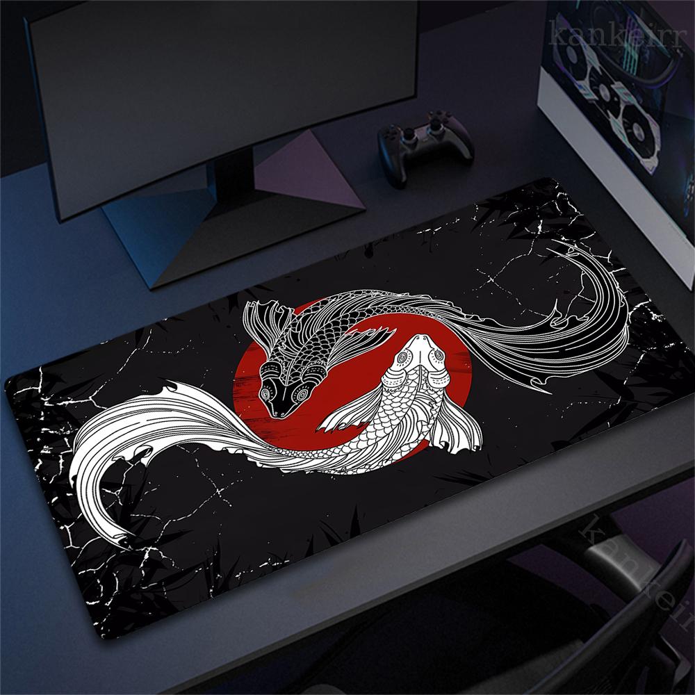 Fish XXL Lock Edge Mousepad Koi Taichi Neutral Large Gaming Desk Mat Keyboard Mats Mouse Mat Beast Desk Pad For Gift Mouse Pad