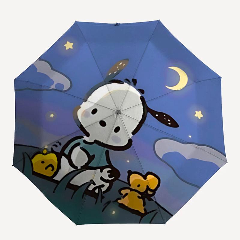 1pc Nightly Adventure: Cute Bunny & Friends Umbrella - Automatic Opening/Closing, Foldable Design, Outdoor, Festive Gift for Fans, Travelers, Everyday
