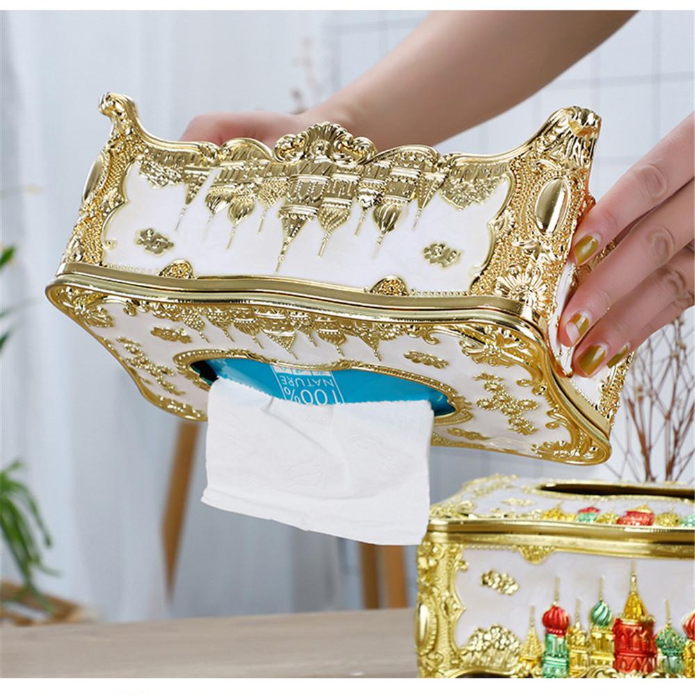 Creative European-style Castle Tissue Holder Storage Box Retro Acrylic Paper Box High-end Cafe Home Kitchen Fashion Paper Box