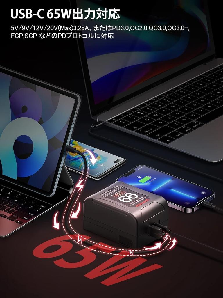 Moman Power 99 with Display with Battery Level for and Studio Mini Pro, 99Wh/6875mAh V-Mount Battery, 14.4V D-TAP/USB-C/A Output, 200W/15A,