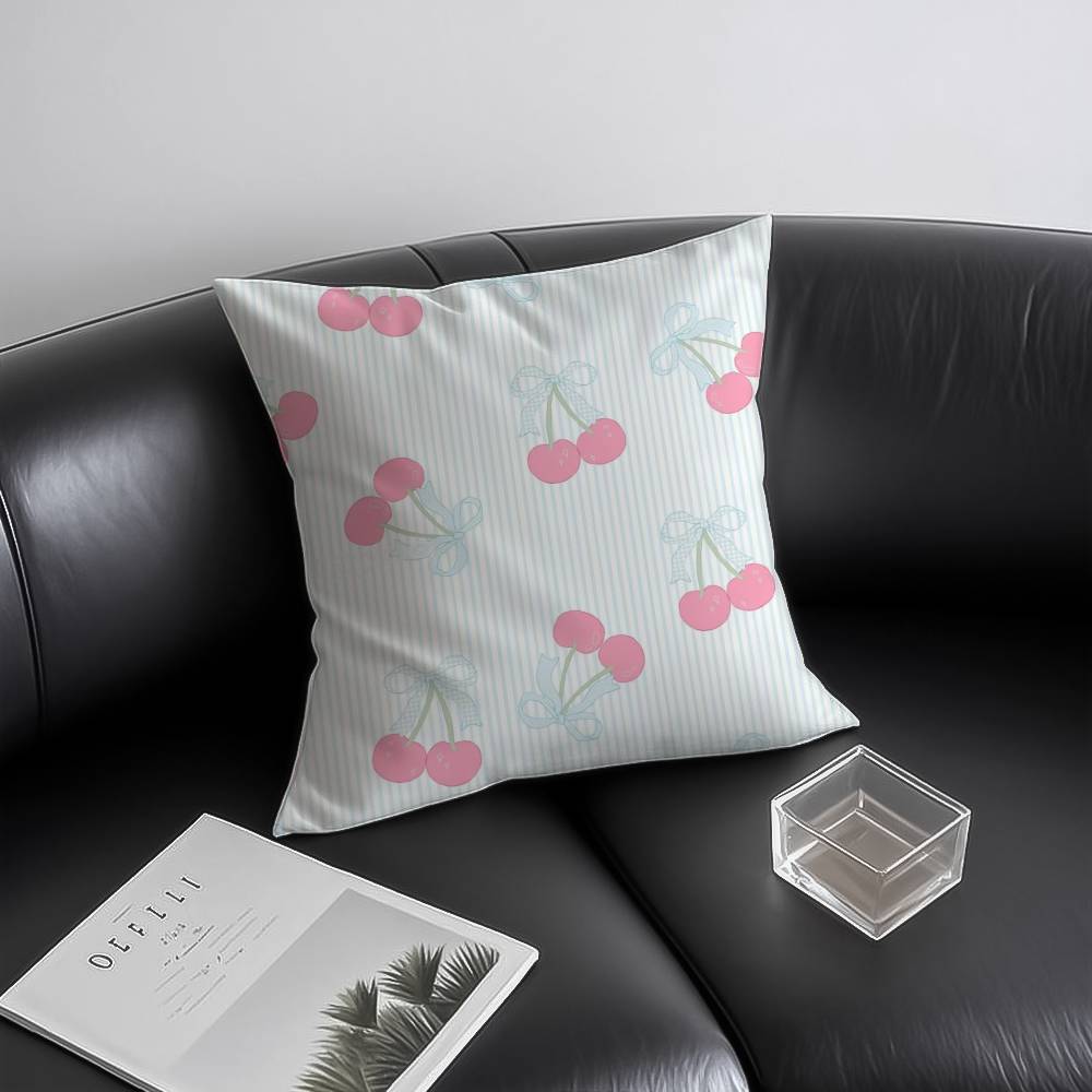 Cherry-patterned Floral Print Pillow Case Anti-dustmite Invisible Zipper Sofa Bed