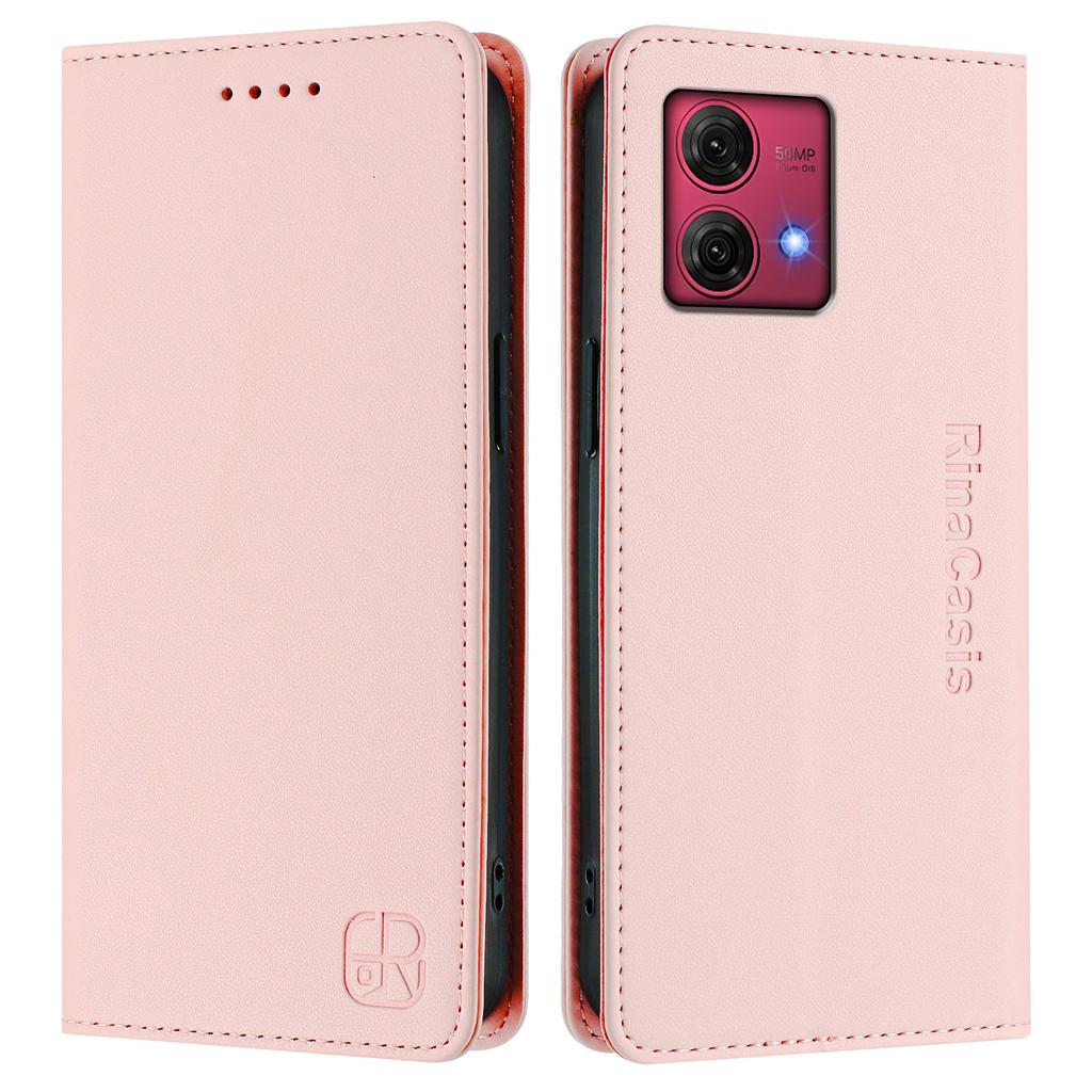 For Motorola Moto G84 5G Leather Case RINACASIS RC01 Phone Cover with RFID Blocking Wallet Stand