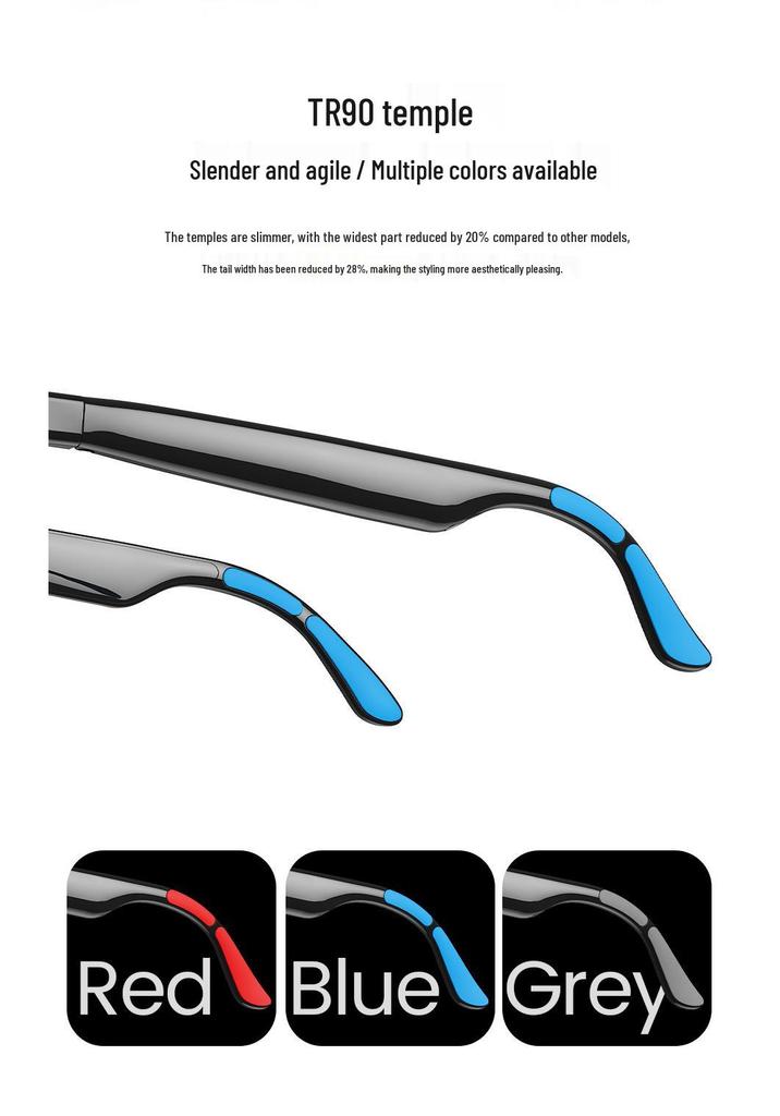 E05C Smart Glasses: 4-Speed Touch, Color Change, AI Voice Wake-up, Bluetooth Calls & Music, Noise Reduction.