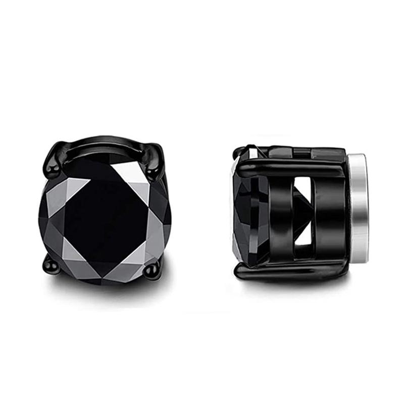 1 Pair Stainless Steel Magnetic Non-piercing CZ Stud Earrings Unisex Punk Hoop Earring Ear Clips For Men Women