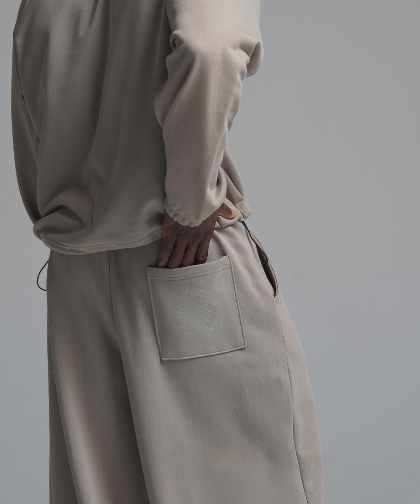 PHERMENON Oversized Pigment Wide String Jogger Pants - Beige