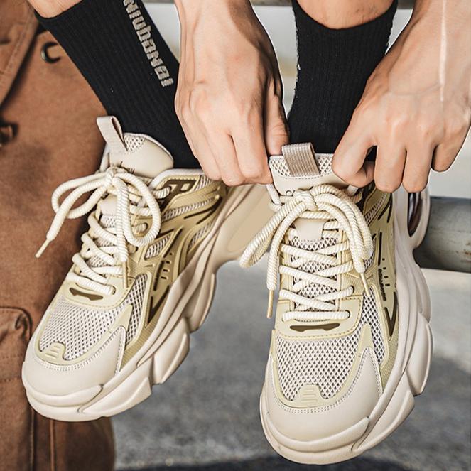 Novos Sapatos Respiráveis de Verão para Homens – Tênis Esportivos Casuais Versáteis da Moda com Sola Grossa para Corrida