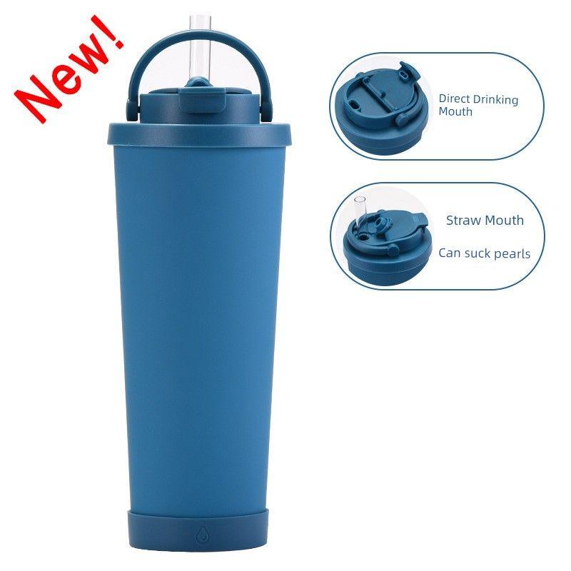 2024 New Model 830ml Large Capacity Thermos Cup with Convenient Handle, Dual Drinking Cup, Large Hole Straw Cup