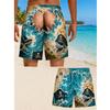 Men Funny 3D Illusion Swim Trunks, Pirate Treasure Map Skull Shark Torn Fake Butt Print Quick‑Dry Drawstring Novelty Prank Beach Shorts