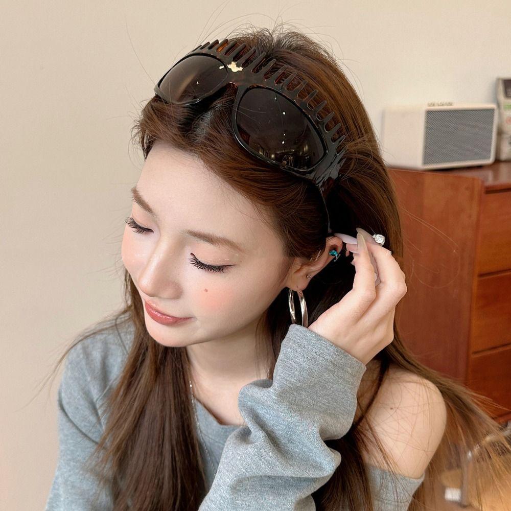 Kammförmige Sonnenbrille Stirnband Leopardenmuster Sonnenschutzbrille Haarbügel Haarband Koreanischer Stil Kopfschmuck Sommer Sonnenbrille Mädchen
