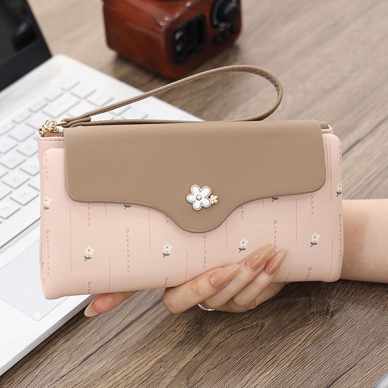 Women Wallets Floral Fresh Style Multi-Card Clutch, Long Wallet, Card Holder, Leather Clip, Coin Purse