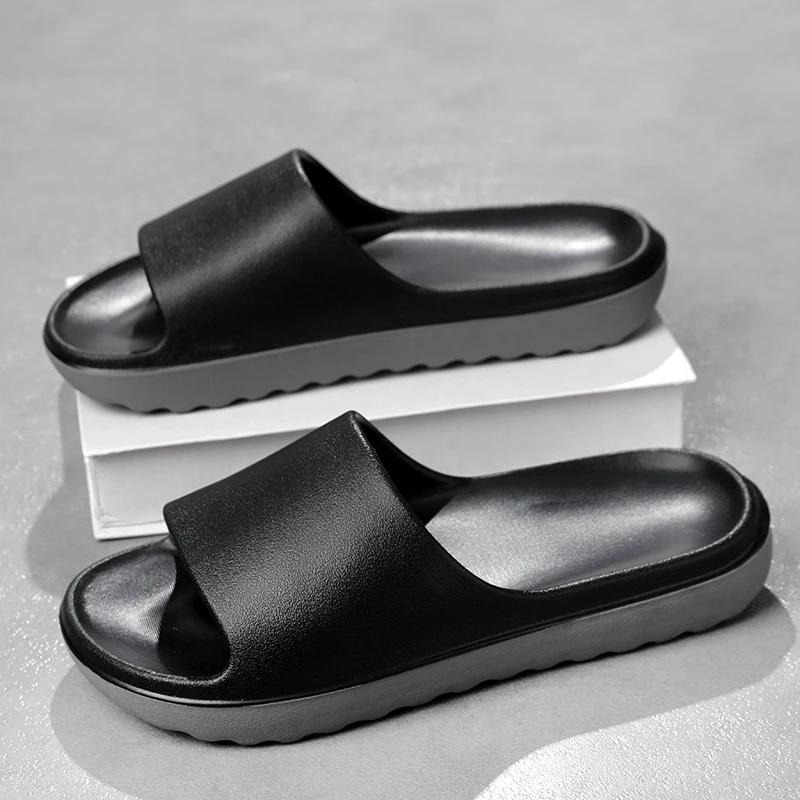 Outdoor Men Slippers Non-Slip Beach Sandals Thick Shoes Casual Shoes Platform House Shoes Indoor Shower Bathroom Slippers Hombre