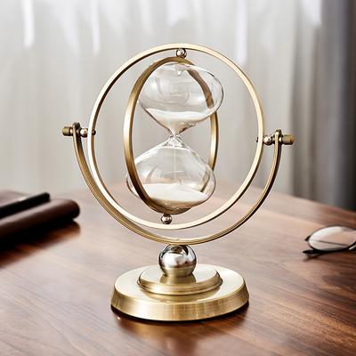 1 Stück, 30-Minuten Weißer Sand Timer, Antik-inspirierte 720° drehbare Sanduhr, Vintage Sanduhr aus Metall und Glas für Büro, Schreibtisch, Heimdekoration