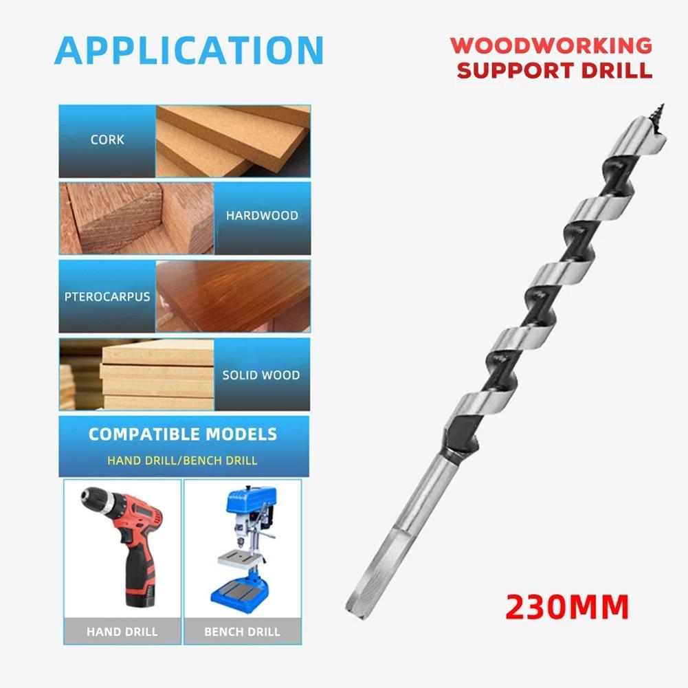 Powerful and Smooth For Wood Drilling 230mm Long Drill Bit for For Woodworking