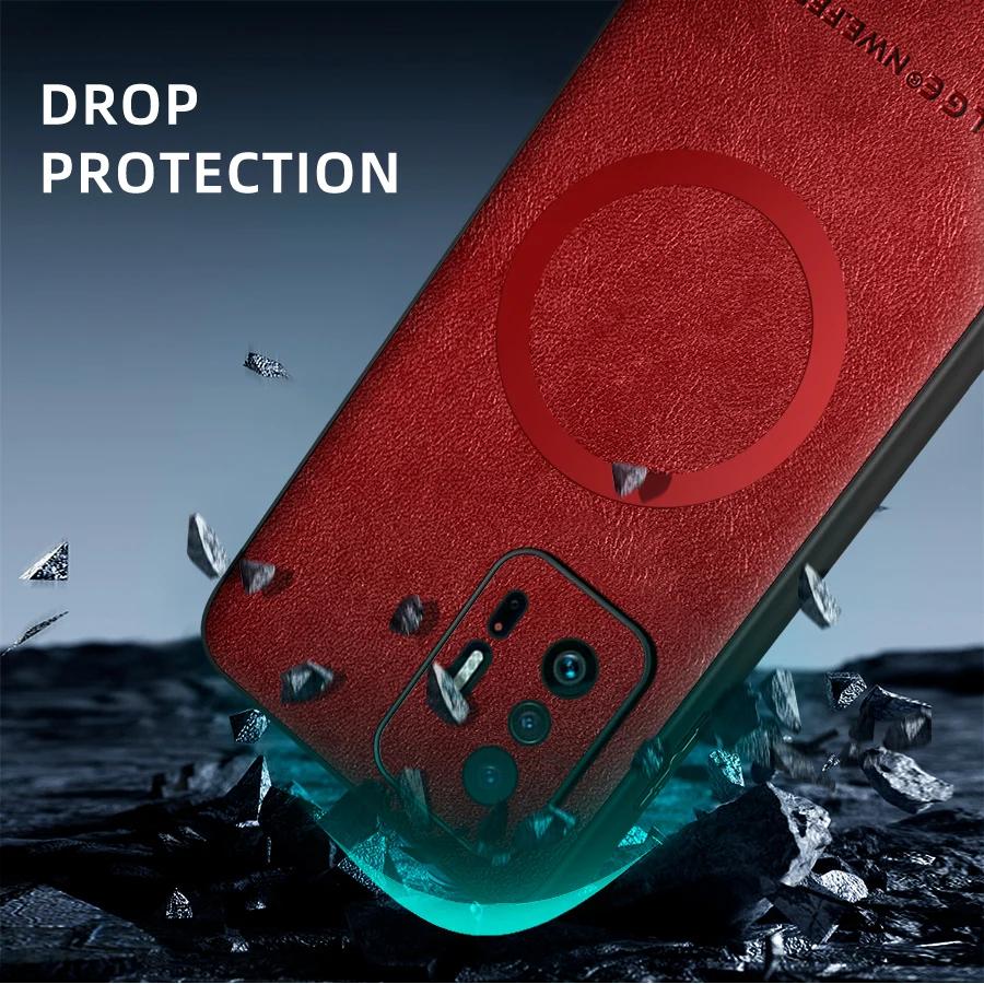 For Xiaomi 11T 11T Pro PU Leather Magnetic Ring Soft Edge Anti-Drop Anti-Fingerprint Phone Case