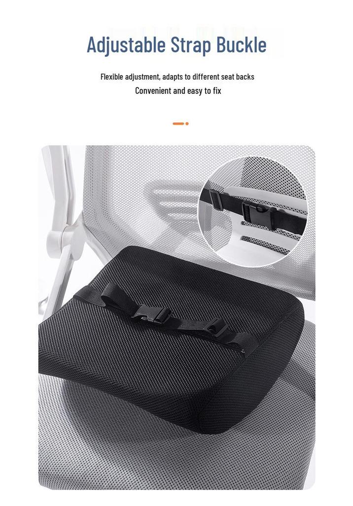 Black Memory Foam Lumbar Support Pillow for Office and Car