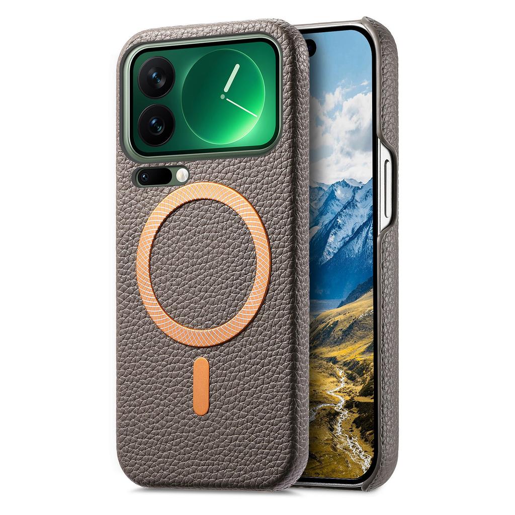 Business Lychee Grain Leather Magnetic Phone Case for Xiaomi 17 Pro 15 Pro Max 15 Ultra Wireless Charging Shockproof Slim Cover