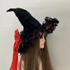 Lace Lolita Witch Hat Bow Ribbon Cosplay Accessories Party Headwear Wizard Cap  Women's Costume