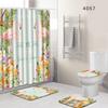 Flamingo Bathroom Shower Curtain Floor Mat Toilet Cover Foot Mat Four-Piece Pattern Size