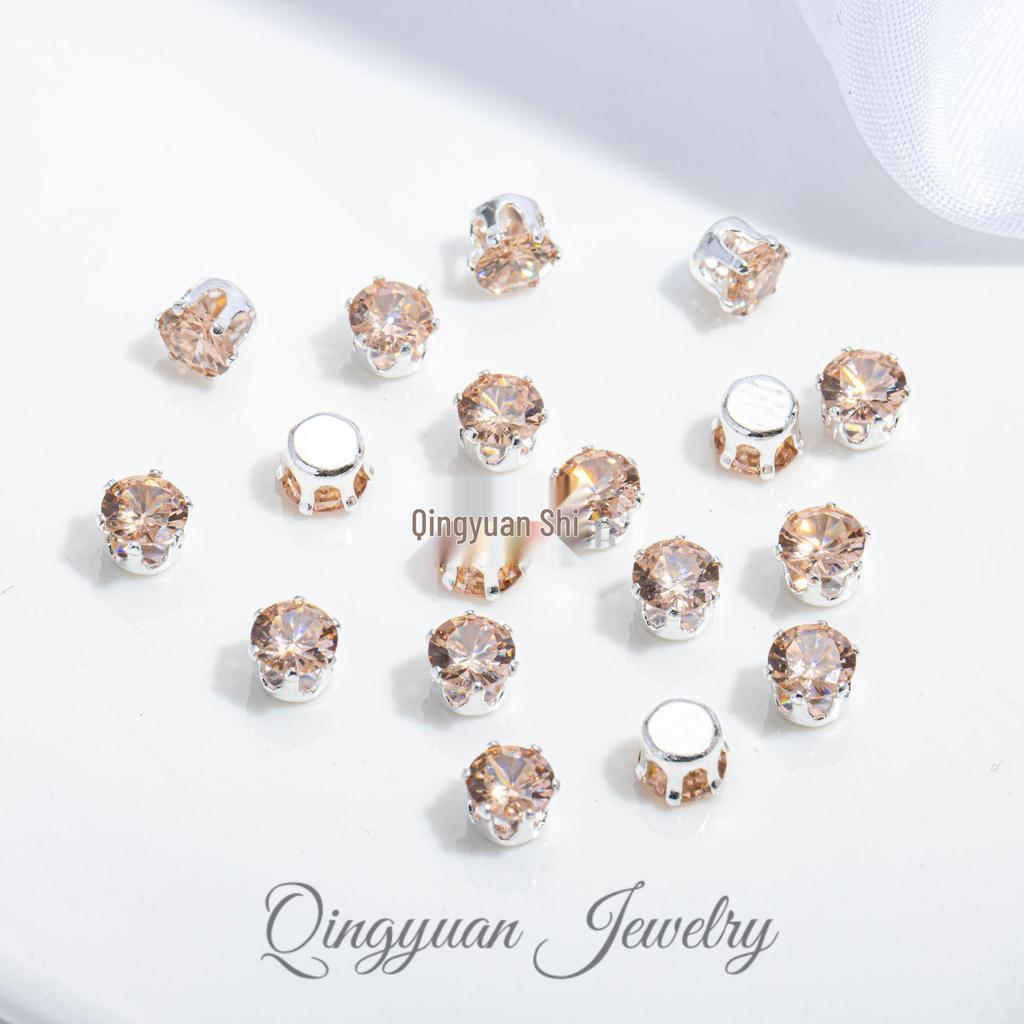 Round Claw Zircon Crystal DIY Jewelry Accessories for Bracelets, Necklaces, Wedding Dresses, and Dance Costumes