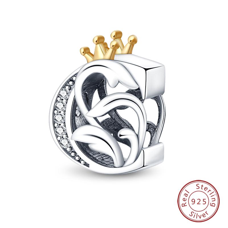 Charms Fit Qikaola Original Bracelets Classic Crown 26 Letters Alphabet Charms Beads For Women Fine Diy Wedding Jewelry Gift