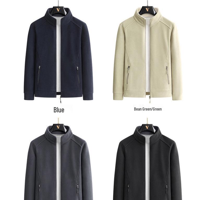 Men's Large Fleece Jacket: Warm Lined, Thickened for Autumn and Winter - Perfect for Middle-Aged Dads.