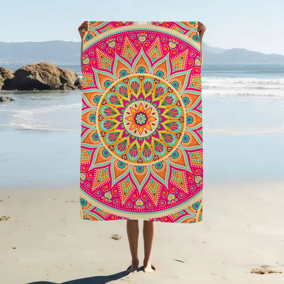 Classical Floral Pattern Print Beach Towel For Kids Personalized Bath Towel Pool Towel Vacation Gift Picnic Towel Party Gift