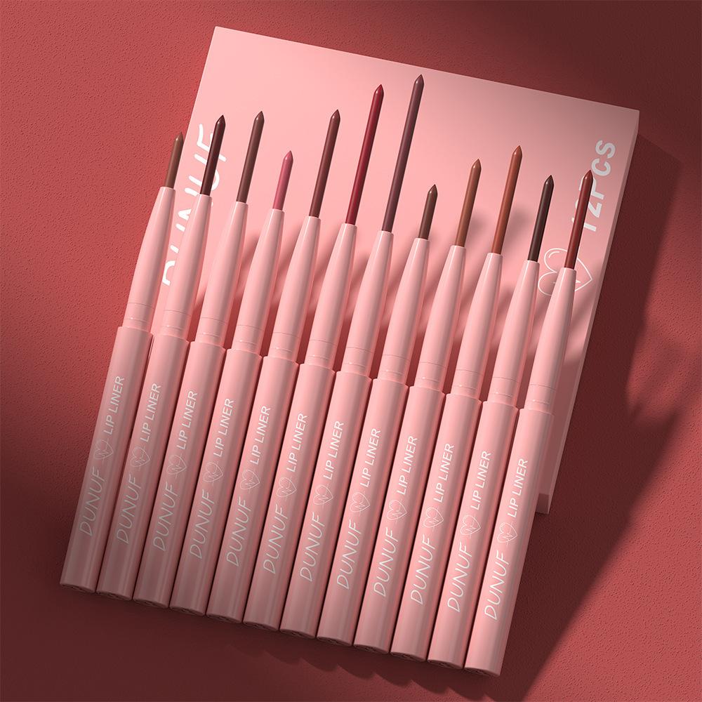 12 Stück Wasserdichtes Lipliner-Set, Samtig-Matte Lippenstifte, Langanhaltend, Leicht aufzutragende Lippenfarbe