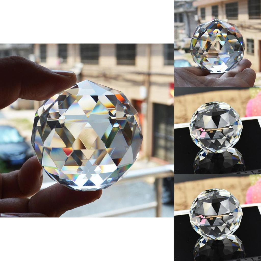 Stunning Clear Cut Crystal Sphere 50mm Faceted Gazing Ball Prisms For Decorative Suncatcher