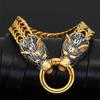 Bracciali Punk Vichinghi Norreni Testa di Lupo Catena a Rete in Acciaio Inossidabile Colore Oro Braccialetto Amuleto Nero Antico Gioielli Accessori Maschili