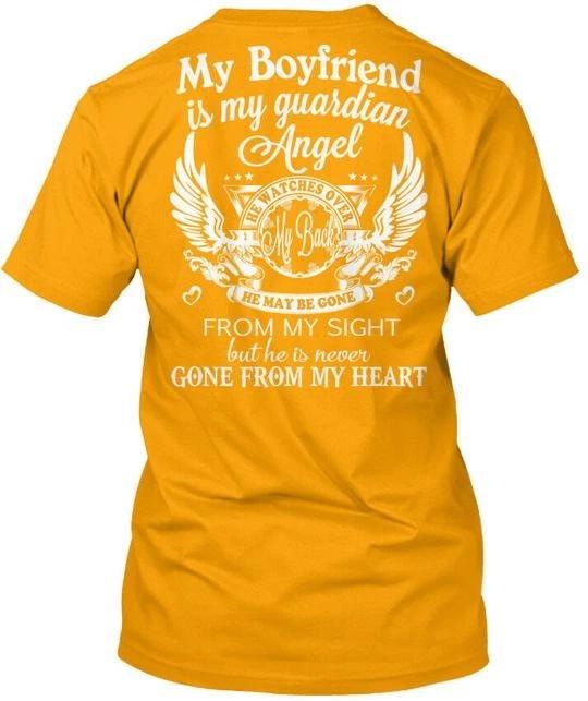 Stylish My Boyfriend Is Guardian Angel He Watches T shirt Made in USA S to 5XL 2XL
