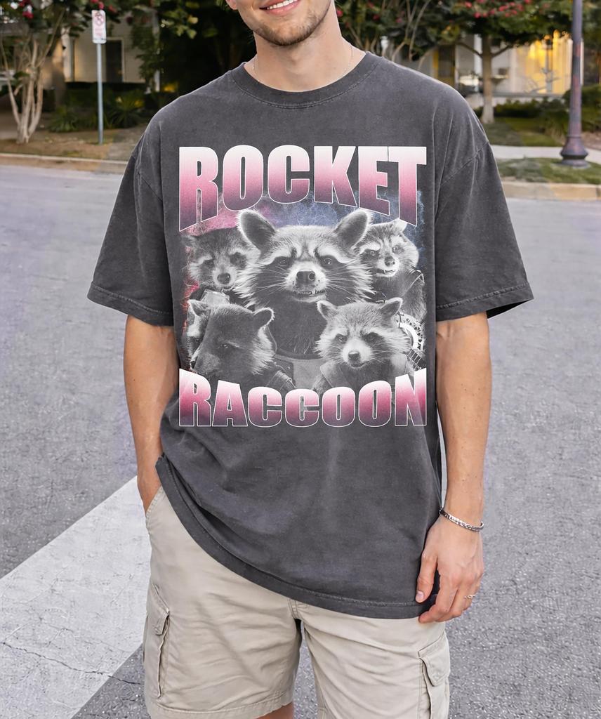 Space Raccoon Retro Graphic T-Shirt, Comic Book Guardians Style Oversized Unisex Gift For Fans