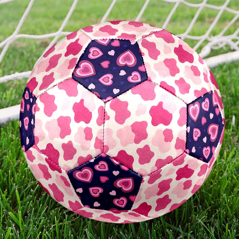 1PC Abstract Pink Shapes Hearts Soccer Ball Size 5 Football Machine Sewn Indoor/Outdoor Universal Football A112