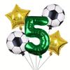 6Pcs Football Theme Balloons Set 32inch Green Number Balloon Football Birthday Party Decoration Kids