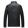 Men's Trendy Leather Stand Collar Motorcycle Jacket for Autumn and Winter