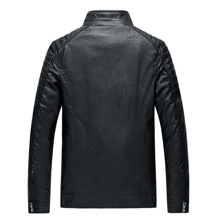 Men's Trendy Leather Stand Collar Motorcycle Jacket for Autumn and Winter