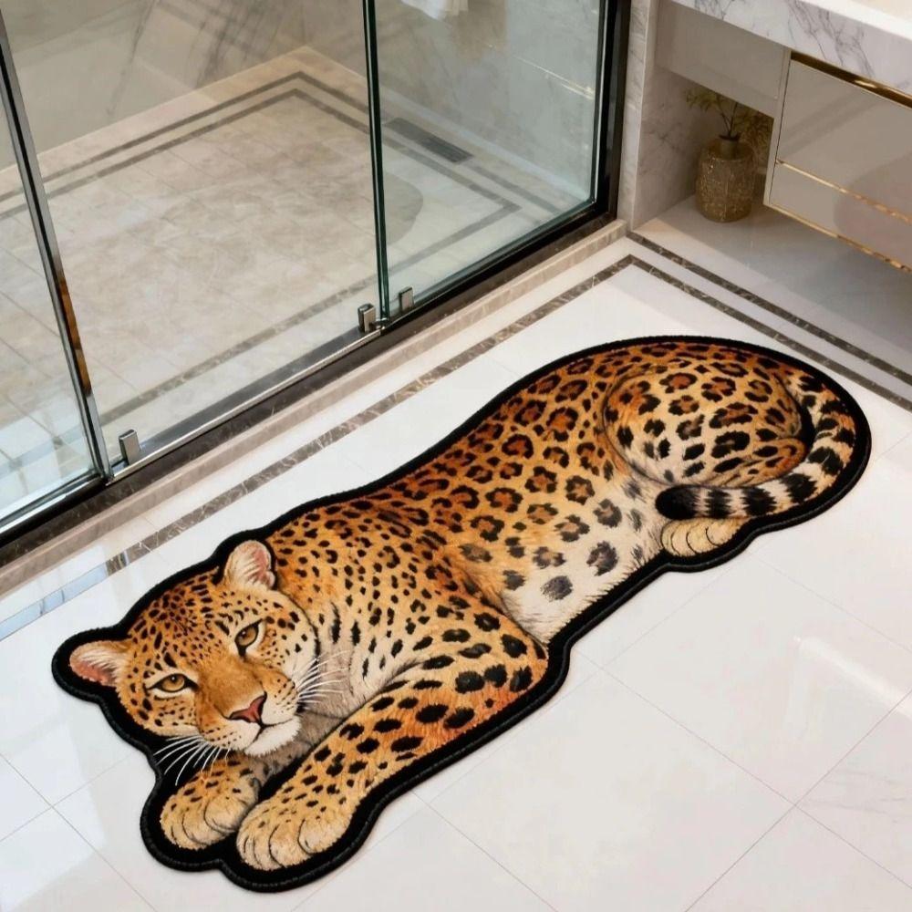 Anti-slip Lion Doormat 2D Flat Wolf Floor Mat Creativity Tiger Carpet Rug  Bedroom Bathroom
