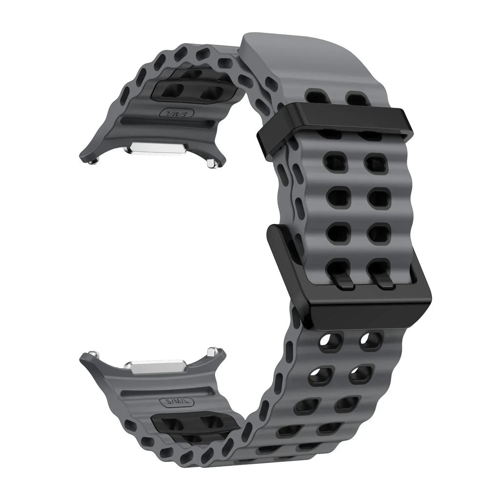 NEW Marine Silicone Strap For Samsung Watch 7 Ultra 47mm Bracelet No Gaps Sport Two-tone Band for Galaxy Ultra Watchband Straps