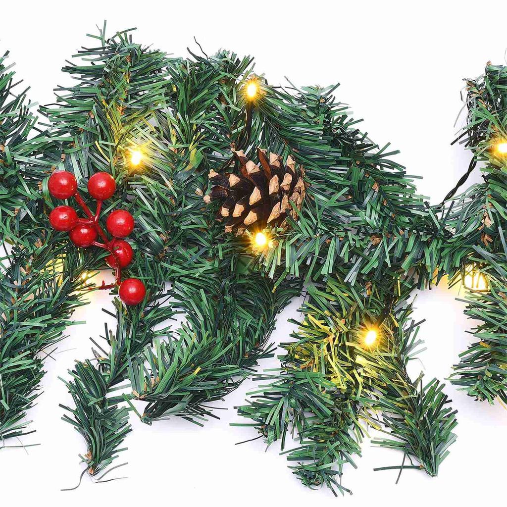 Konstgjord rottinggirlang 2,7 m PVC-simulering Juldekoration Krans Rotting med ljus för hemmet