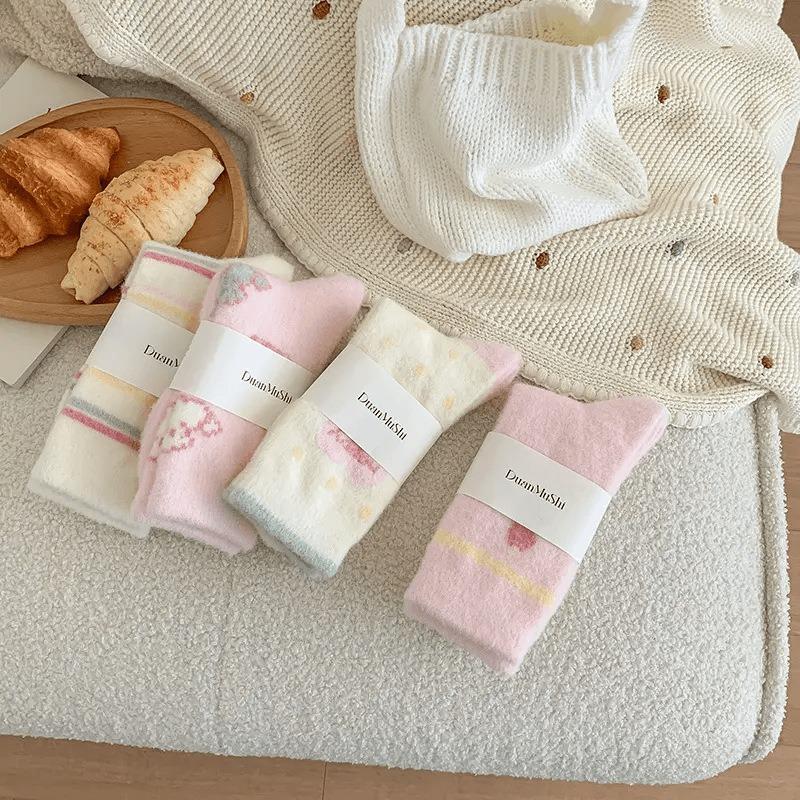 Winter cute plush socks women's plush thickened warm plush socks home tube socks Australian plush floor sleeping socks