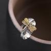 Adjustable Open Ring Men Women Vintage Style Gold Plated Dragonfly Feather Design Statement Jewelry