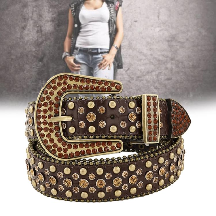 Fashion Adult Rhinestone Belt PU Waist Belt Wear Resistant Shimmering Belt