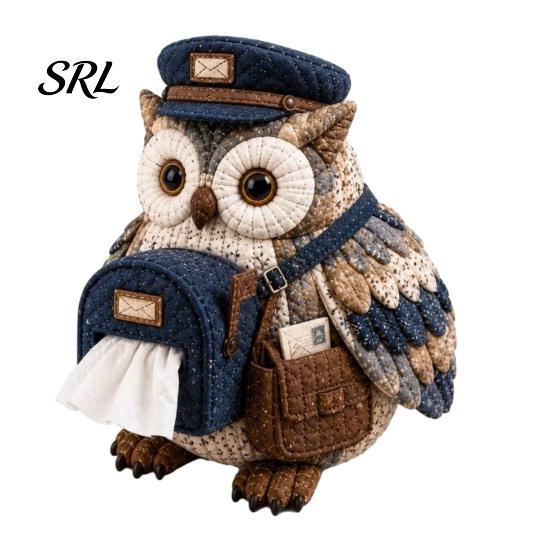 Patchwork Craft Kit DIY Tissue Box Cover Kit, Owl Shape, Soft Textures Woodland Animal Decor Sewing Handmade for Handicraft Enthusiast Beginners