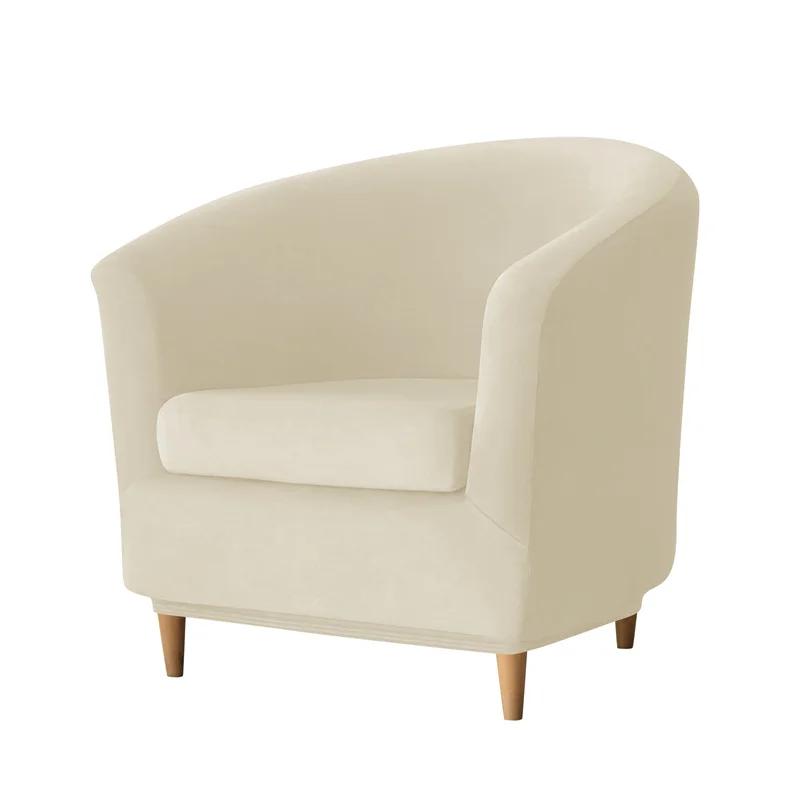 Split Style Tub Chair Cover Stretch Velvet Armchair Cover Club Sofa Covers for Living Room Slipcovers with Seat Cushion Covers