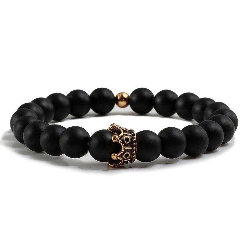 Crown Elastic Beaded Yoga Bracelet with Alloy Accents - New Arrival Gold Crown