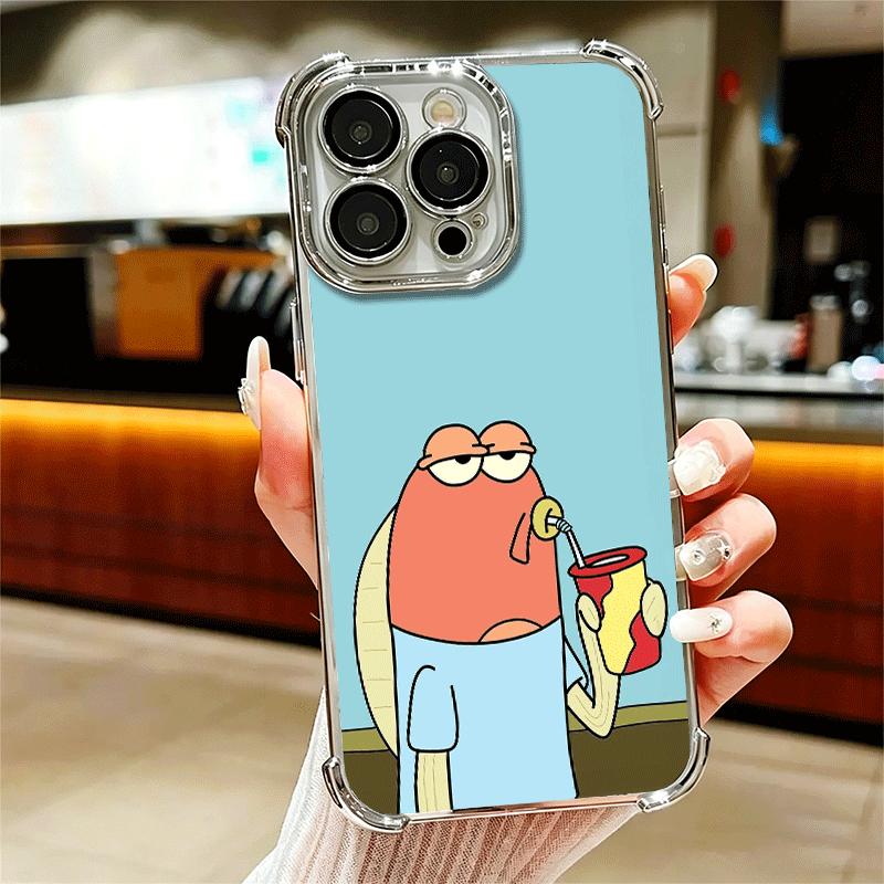 

Funny Cartoon Ugly Fish Soft Phone Case For iPhone 15 16 17 Air 14 Pro Max 16E Plus 13 12 Mini Plating Anti-Fall Fundas iPhone 13 Pro