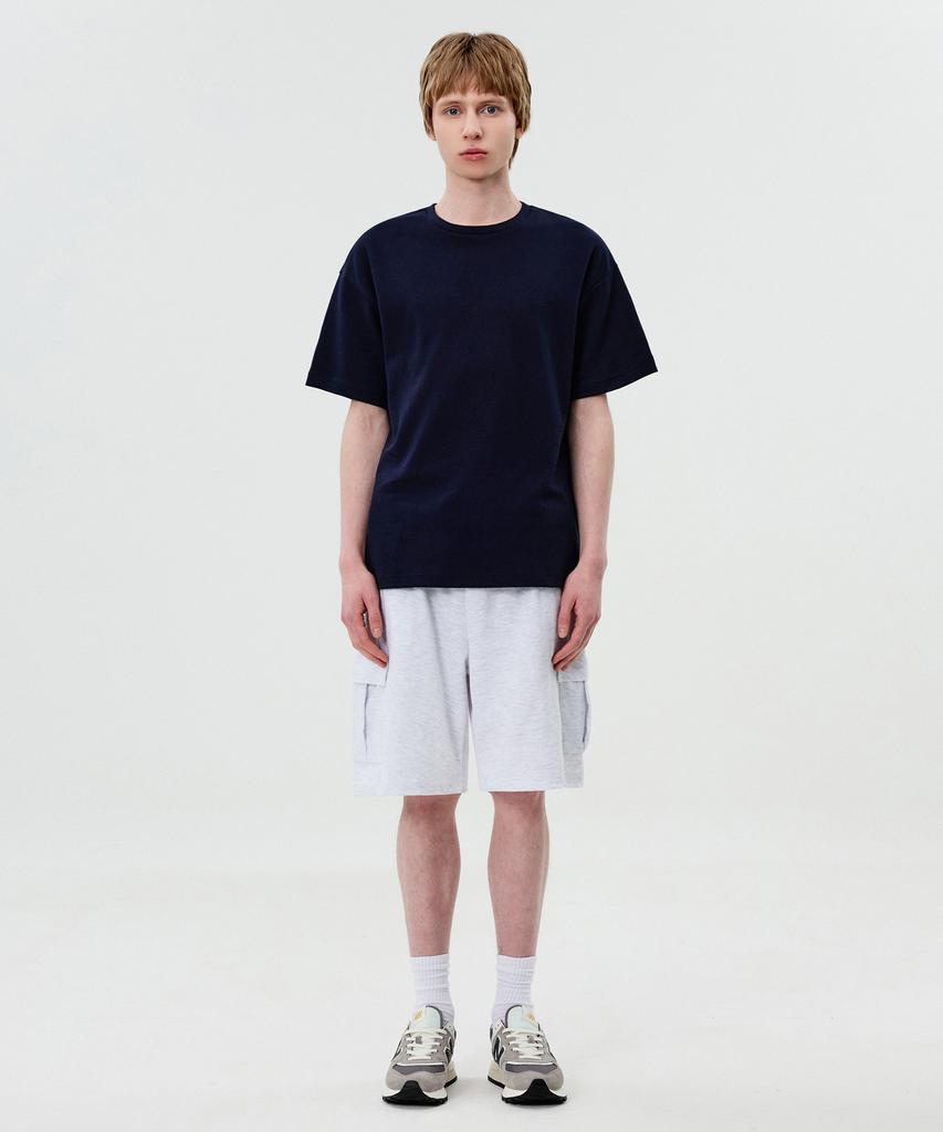 TOPBOY Double-Sided Oversized Crew Neck Short Sleeve T-Shirt Navy